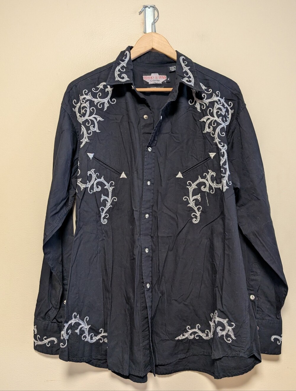 Brooks & Dunn Panhandle Slim Black Embroidered Western Shirt XL Cowboy